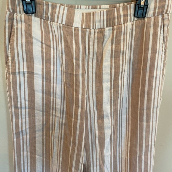 Lands End Wide Leg Pants Striped Mid Rise Womens Medium Linen Blend - Picture 2 of 6